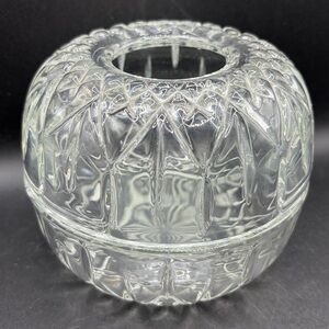 Homco USA Vintage Round Cut Clear Glass Fairy Light Fairy Lamp Candle Holder